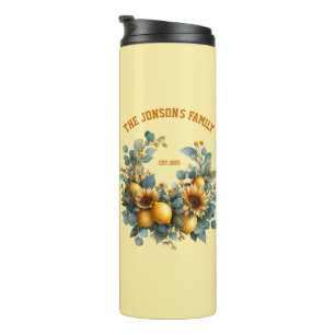Bouteilles Isothermes Fleurs de soleil et citrons d'automne Décor famili