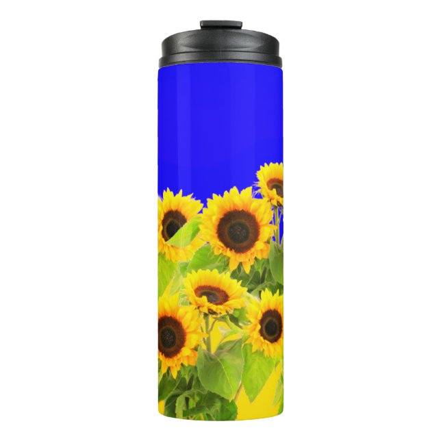 Bouteilles Isothermes Fleurs de soleil Tumbler thermique Ukraine Drapeau (Devant)