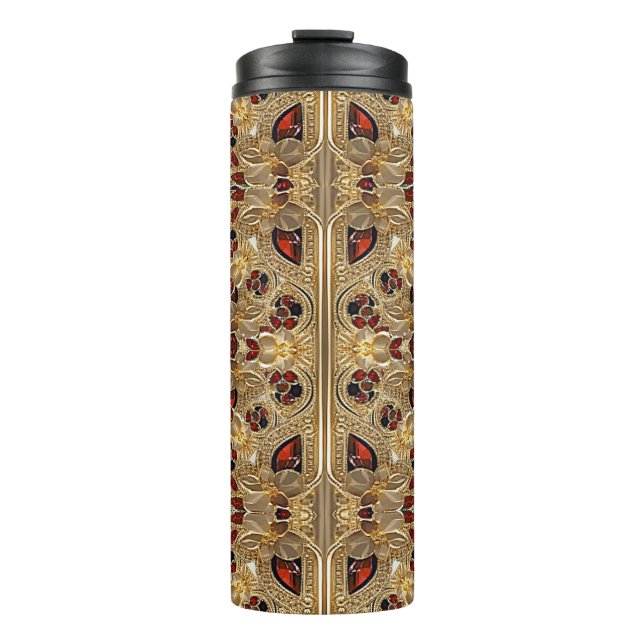 Bouteilles Isothermes Fleurs d'or Rouges Gemstone Thermal Tumbler (Devant)