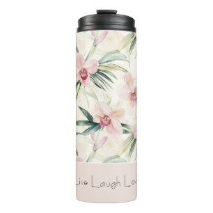 Bouteilles Isothermes Fleurs d'orchidée rose blush vert Amour