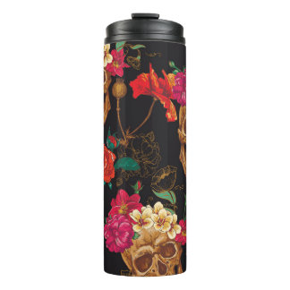 Bouteilles Isothermes Fleurs du crâne : Arrière - plan foncé sans coutur