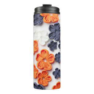 Bouteilles Isothermes Fleurs en tissu cousu à la main printemps orange b
