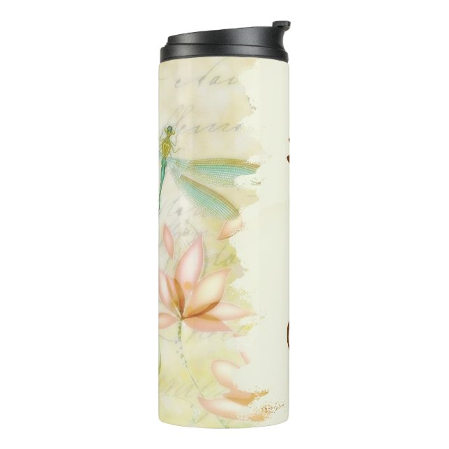 Bouteilles Isothermes Fleurs et libellule personnalisées (Tourné sur la gauche)