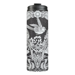 Bouteilles Isothermes Fleurs et oiseau dans un style Art nouveau sans co