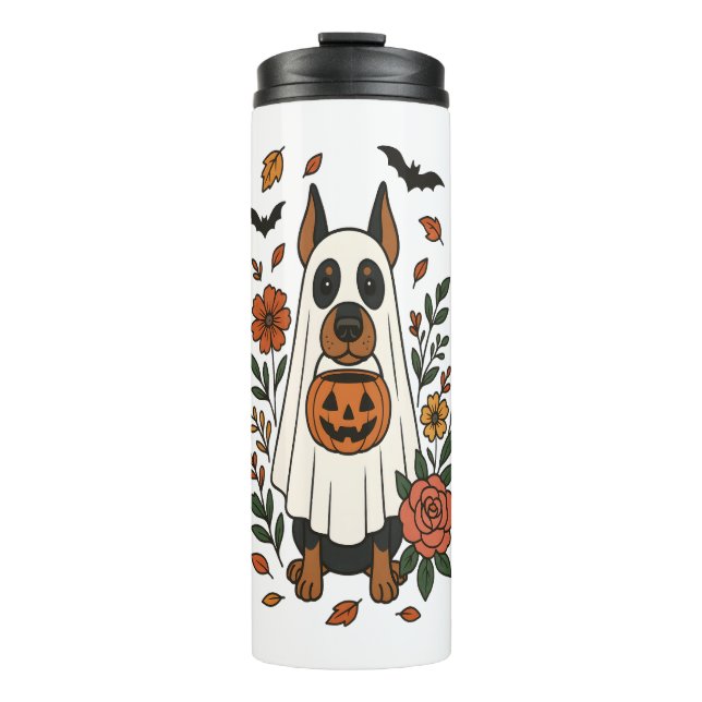 Bouteilles Isothermes Fleurs Halloween Doberman Pinscher (Devant)