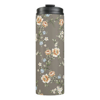Bouteilles Isothermes fleurs mignonnes avec motif feuille sur fond gris