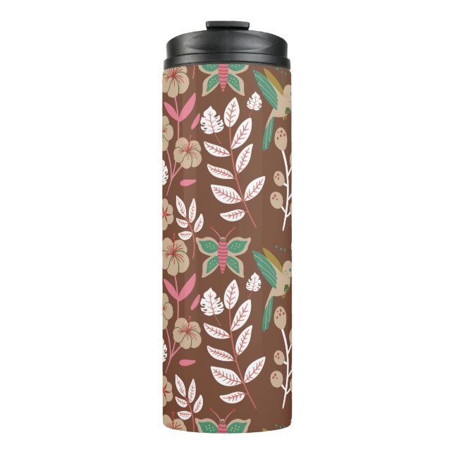 Bouteilles Isothermes Fleurs motifs florales sans soudure, feuilles, pap (Devant)