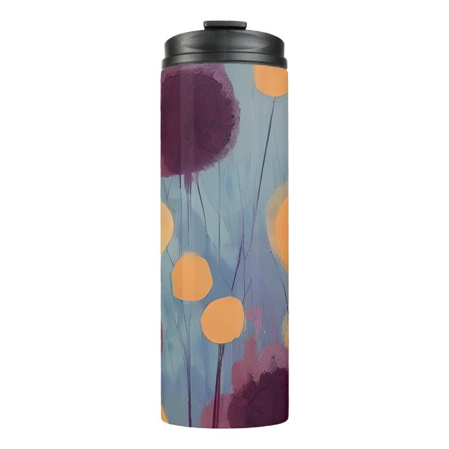Bouteilles Isothermes Fleurs orange et rose abstraites (Devant)