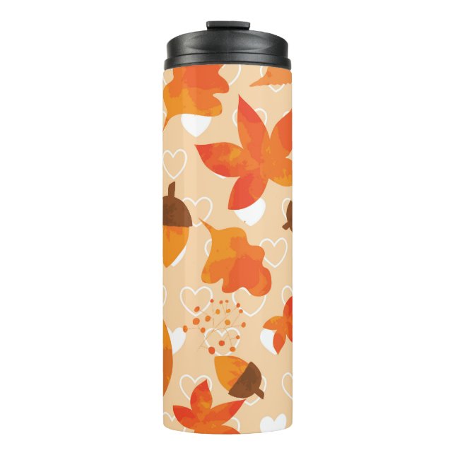 Bouteilles Isothermes Fleurs orange : Motif Doodle à la main. (Devant)