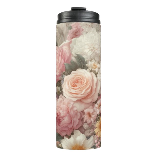 Bouteilles Isothermes Fleurs Pastel Shabby Chic Rose Floral (Devant)