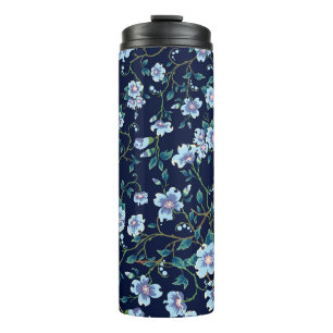 Bouteilles Isothermes Fleurs pour enfants : bleu foncé transparent