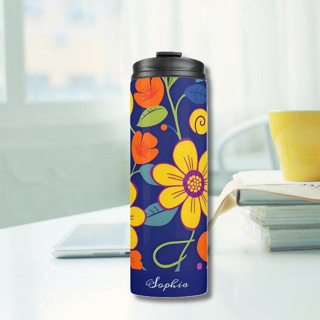 Bouteilles Isothermes Fleurs rétro colorées - Style Dopamine (Colorful Retro Flowers-Dopamine Style Thermal Tumbler)