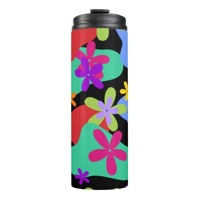 Bouteilles Isothermes Fleurs rétro couleur motif transparente (Devant)