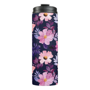 Bouteilles Isothermes Fleurs rose bleu romantique Boho Botanique