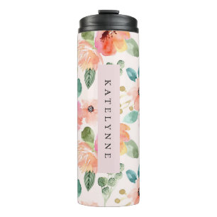 Bouteilles Isothermes Fleurs roses Aquarelle Voyage Température Tumbler