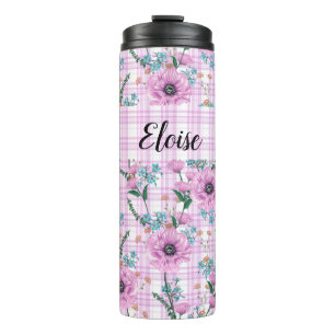 BOUTEILLES ISOTHERMES FLEURS ROSES PASTEL AVEC MOTIFS PLANTÉS