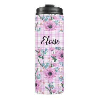 BOUTEILLES ISOTHERMES FLEURS ROSES PASTEL AVEC MOTIFS PLANTÉS