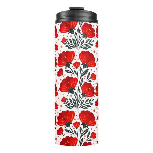 Bouteilles Isothermes Fleurs rouges (Devant)