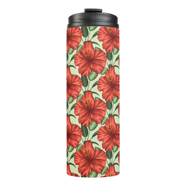 Bouteilles Isothermes Fleurs rouges motifs à fleurs tropicales (Devant)