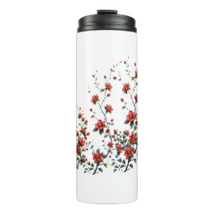 Bouteilles Isothermes Fleurs rouges sur une branche de printemps en ivoi