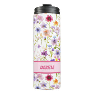 Bouteilles Isothermes Fleurs sauvages printanières colorées féminines et