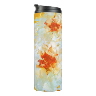 Bouteilles Isothermes Fleurs thermiques à tambour blanc orange cubiste