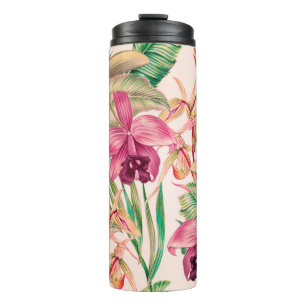 Bouteilles Isothermes Fleurs tropicales, fleur d'orchidées, feuilles de