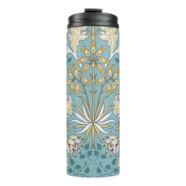 Bouteilles Isothermes Fleurs vintages, feuillage bleu clair transparent (Devant)