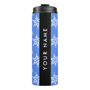 Bouteilles Isothermes Flocons de neige blancs, Bleu, Votre nom, Personna