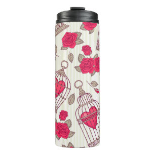 Bouteilles Isothermes Floral Bird Cages Rose Motif