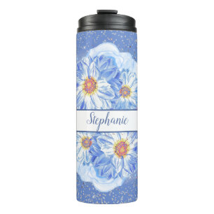 Bouteilles Isothermes Floral bleu de bleuet personnalisé
