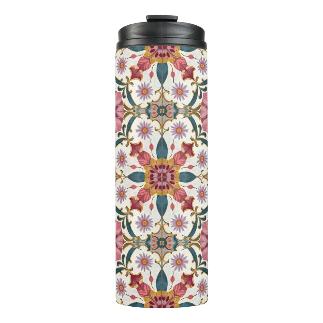 Bouteilles Isothermes Floral Boho Pattern in Red, Pink & Teal (Devant)