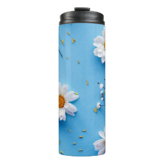 Bouteilles Isothermes Floral Daisy Motif - Bleu clair