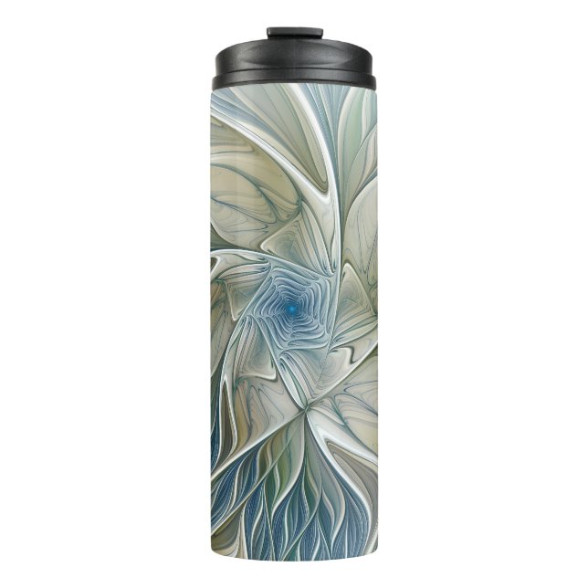 Bouteilles Isothermes Floral Dream Motif Abstrait Blue Khaki Fractal (Devant)
