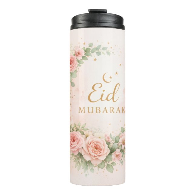 Bouteilles Isothermes Floral Eid Mubarak – Blush Pink Islamic Gift f (Devant)
