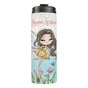 Bouteilles Isothermes Floral Fairy Brown Coiffeuse fille Nom personnalis