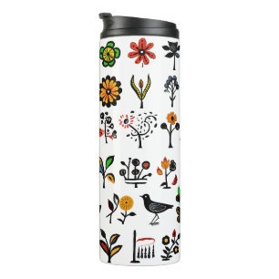 Bouteilles Isothermes Floral folk coloré et oiseaux
