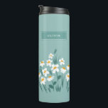 Bouteilles Isothermes Floral moderne marguerite bleu girly élégant éléga<br><div class="desc">Floral moderne marguerite bleu girly élégant design élégant.</div>