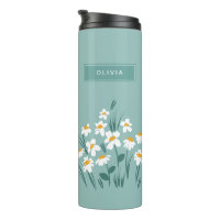 Floral moderne marguerite bleu girly élégant éléga