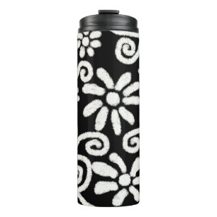 Bouteilles Isothermes Floral noir blanc & Fleurs Motif de fleurs