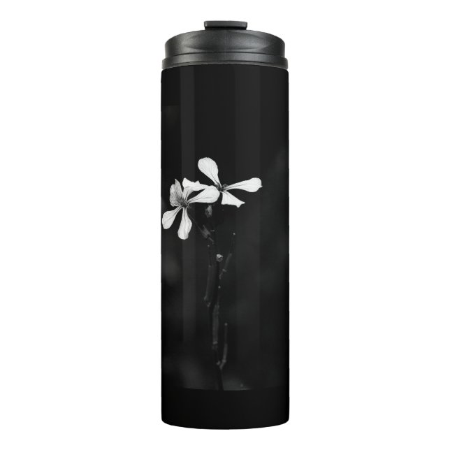 Bouteilles Isothermes floral noir et blanc minimal (Devant)