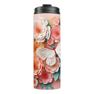 Bouteilles Isothermes Floral & Papillon -LT Rose- Sélecteur thermique mi