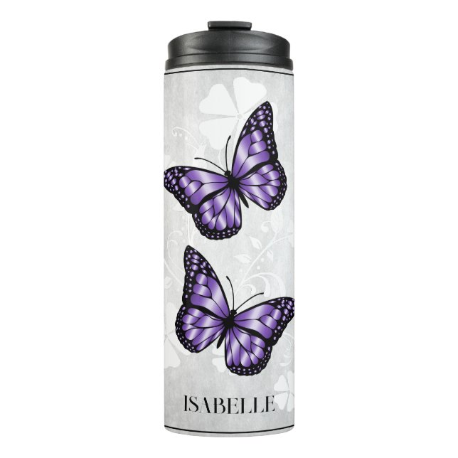 Bouteilles Isothermes Floral Papillon pourpre Personnalisé (Devant)