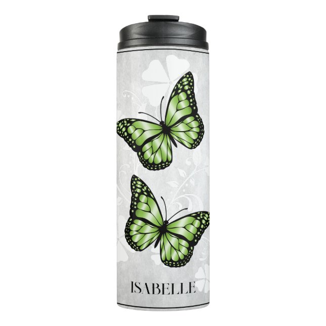 Bouteilles Isothermes Floral Papillon vert personnalisé (Devant)