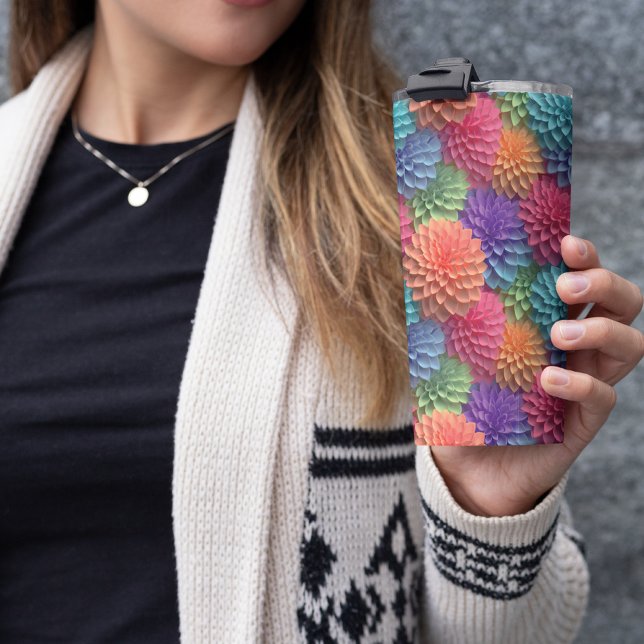 Bouteilles Isothermes Floral Pastel rose 3D (COLORFUL ROSES FLORAL TUMBLER)