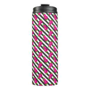 Bouteilles Isothermes Floral Pink en stripes verticales