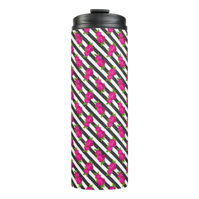 Bouteilles Isothermes Floral Pink en stripes verticales (Devant)