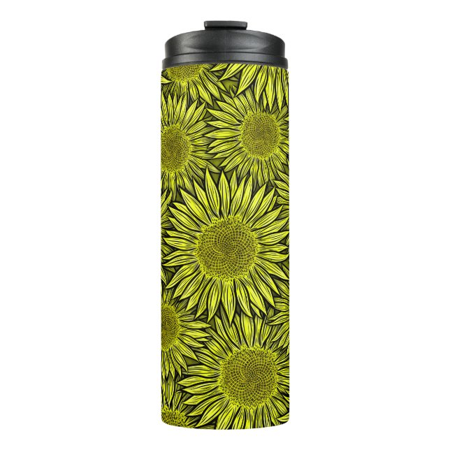 Bouteilles Isothermes Flore Rustique Tournesol Jaune Main tirée (Devant)