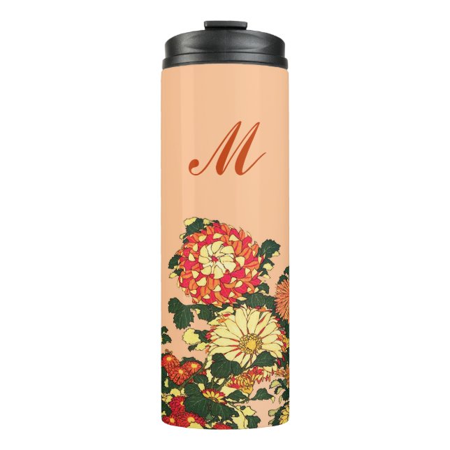 Bouteilles Isothermes Flower Border, mandarin orange et or (Devant)