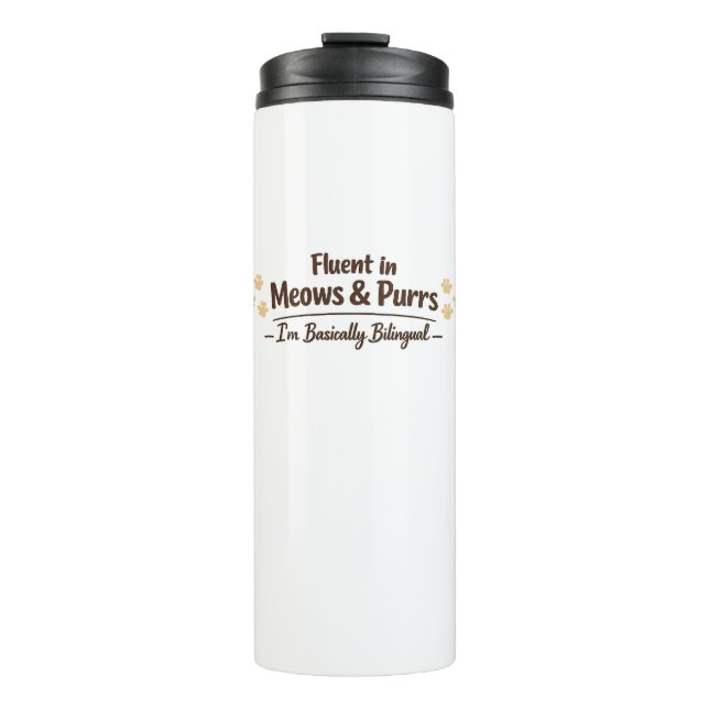 Bouteilles Isothermes Fluent in Meows & Purrs Funny Cat Lover Gift (Devant)